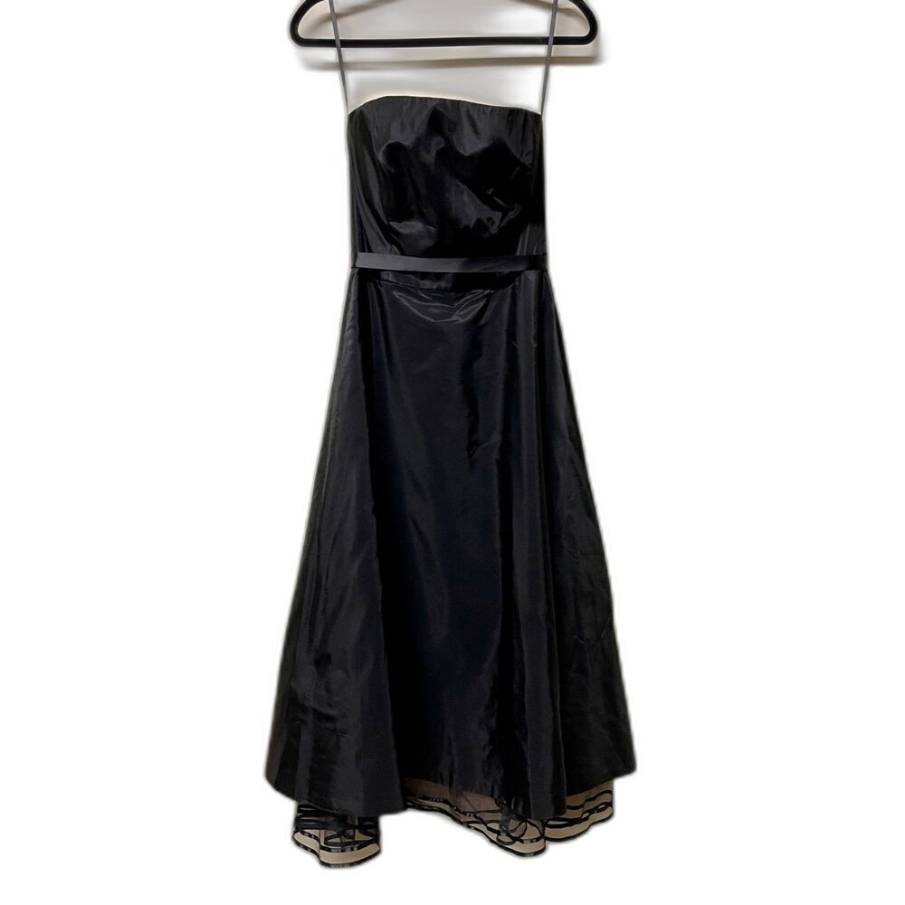 LAZARO Strapless Black Formal Midi Dress, Sz 8